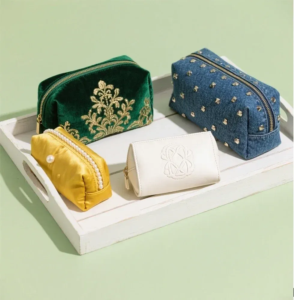 Printed Canvas Makeup Bag